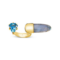 Open Bar Ring with Blue Topaz & Labradorite