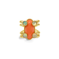 Four-Eyed Opal Coral Ring
