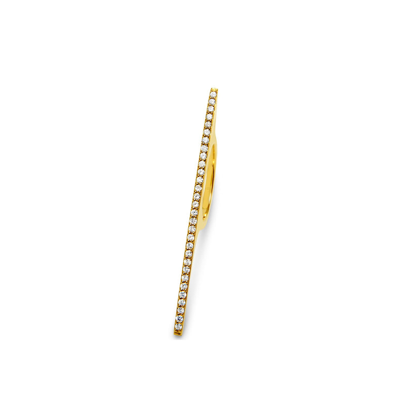 Paved Diamond Skinny Mini Curved Bar Ring