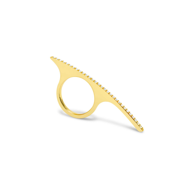 Paved Diamond Skinny Mini Curved Bar Ring